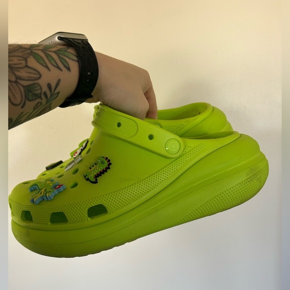 Lime Green Crocs Mega Crush Clogs - Picture 3 of 7